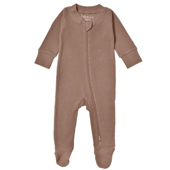 BÈBÈNCA ORGANICS - "Hello" Organic Waffle Footie - Earth Brown - Picture 2 of 3